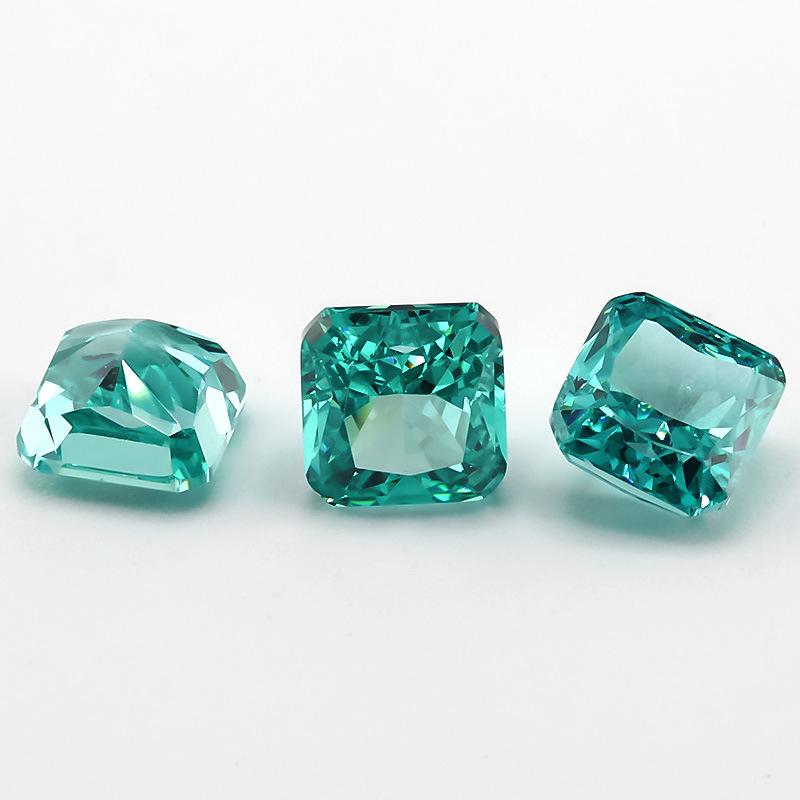 9A Ice Flower Cheyba Green Synthetic Gemstone Loose Stone for DIY Inlay Ring or Pendant.