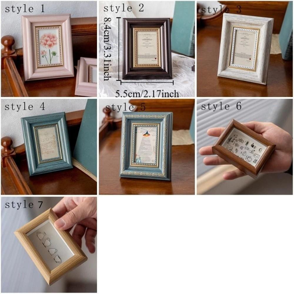 2PCS Mini 3 Inch Photo Frame Rustic Photo Storage Frame Nostalgic Style Display Holders  Living Room