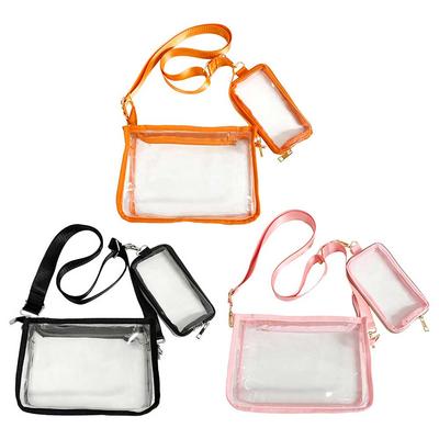 PVC Transparent Shoulder Bag 2 IN 1 Adjustable Shoulder Straps Casual Clear Crossbody Bag Fashion Couple Bag for Boys & Girls