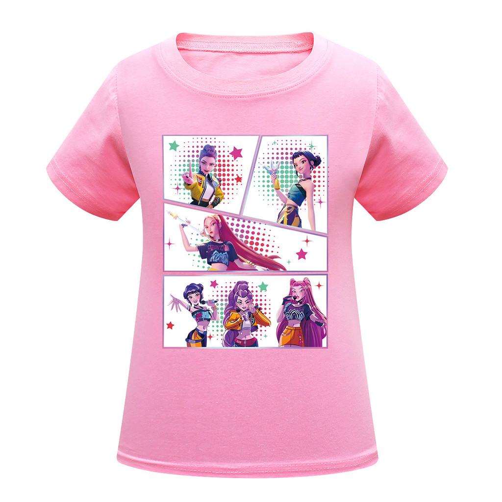 Kids Girls Anime Cartoon K-POP Rumi Zoey Mira Printed Casual Short Sleeves T-Shirt Top
