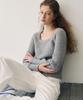 Deuloupisumeon Alpaca Volume Sleeve Square Ribbed Knit [D.Grey]