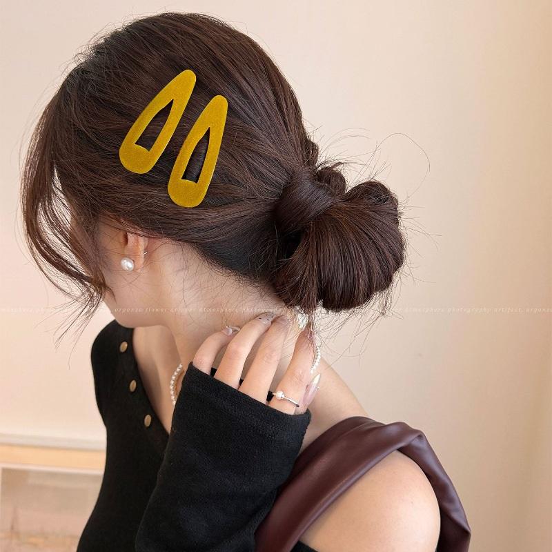 Korean Flocking Water Drop Hair Clips Simple Solid Color Bangs Side Hair Pin Cute Mini BB Clip Women Autumn Winter Hair Accessories