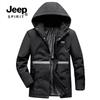 JEEP SPIRIT Męska Ciepła Kurtka Bawełniana z Odpinanym Kapturem