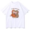Punch Monkey T-shirt Cute Baby Monkey with Plush Toy Graphic T Shirts Emotional Gift Animal Lovers Top Women Summer Vintage