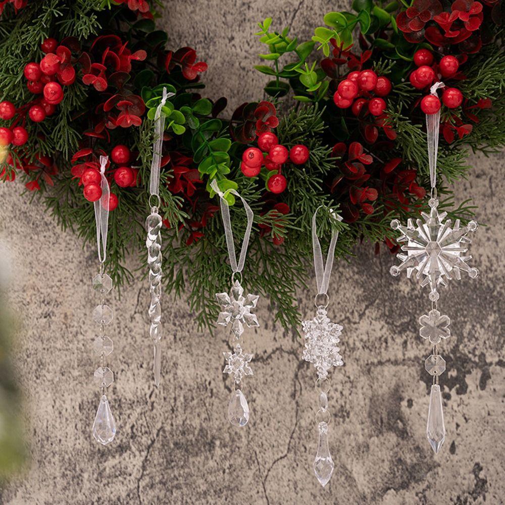 18 Pcs/Bag Icicle Drop Christmas Clear Icicle Pendants  Winter Party Decor