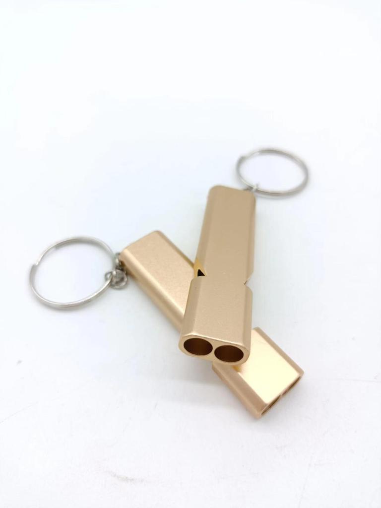 Aluminum Dual-Frequency Survival Whistle - Double Tube Outdoor Lifesaving EDC Tool