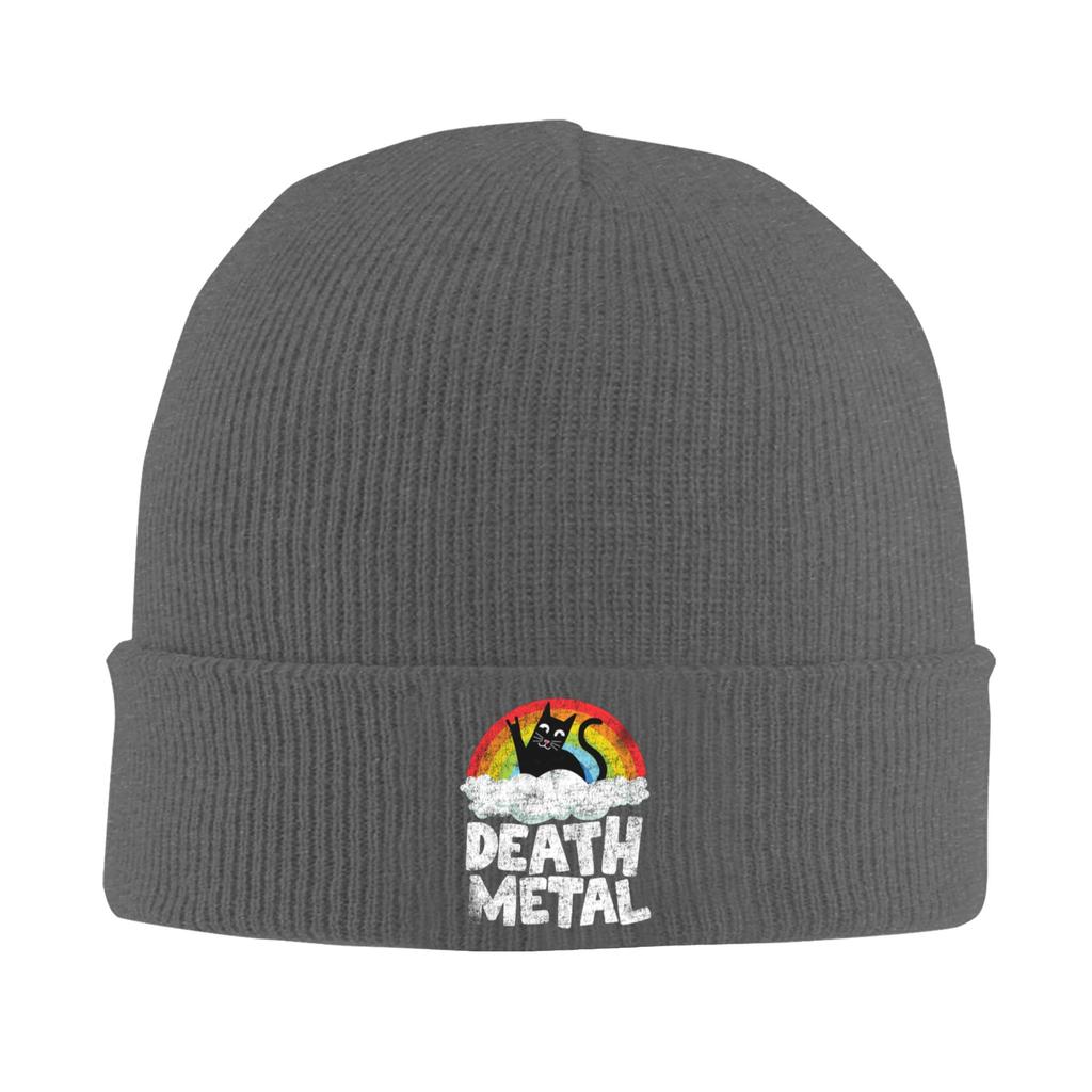 Funny Death Metal Cat Gift Rainbow Heavy Metal  Warm Knitted Cap Winter Knit Bonnet Hat Skullies Beanies Hip Hop Caps for Unisex