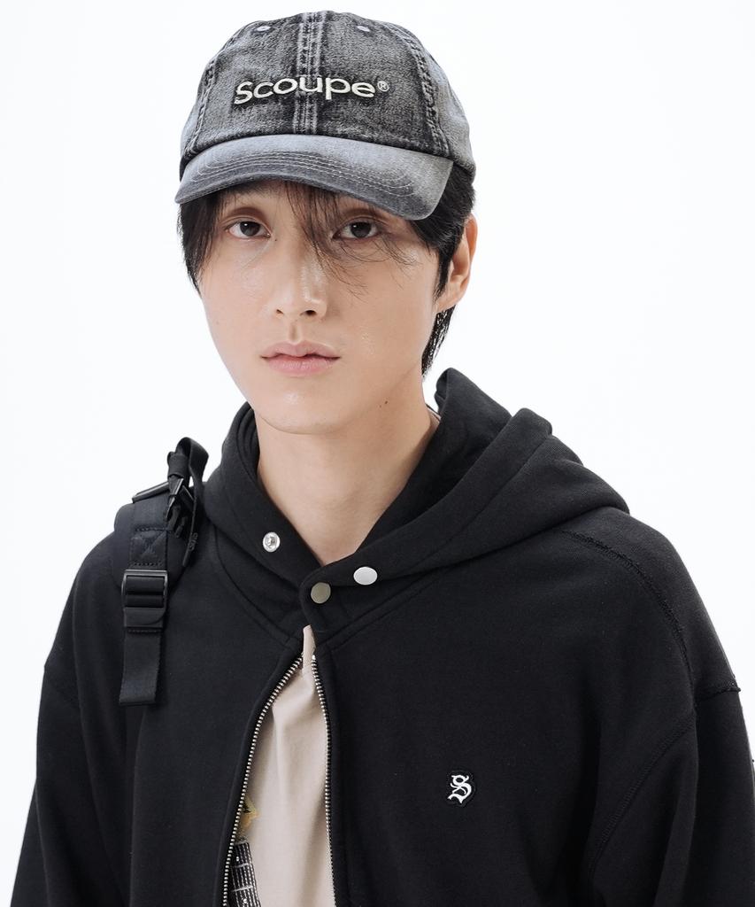 SCOUPE Logo Vintage Denim Ball Cap_Black