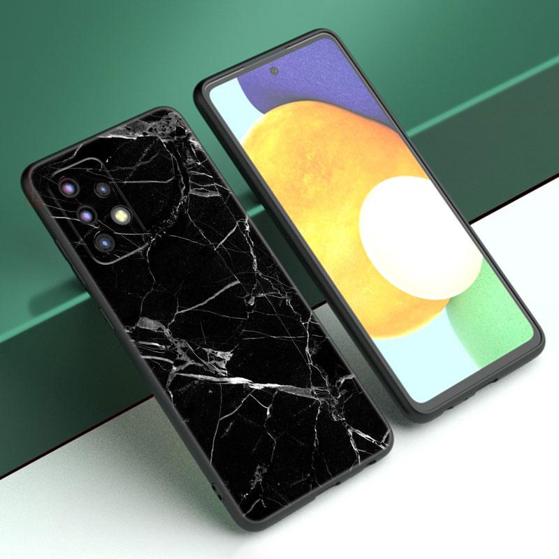 Schwarz-weißer Marmor-Fall für Samsung A04 A21 A30 A50 A52 S A13 A14 A22 A23 A32 A53 A73 5G A11 A12 A31 A33 A51 A70 A71 A72