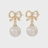 Elegant Summer Bow Pearl Earrings for Women with S925 Silver Needle