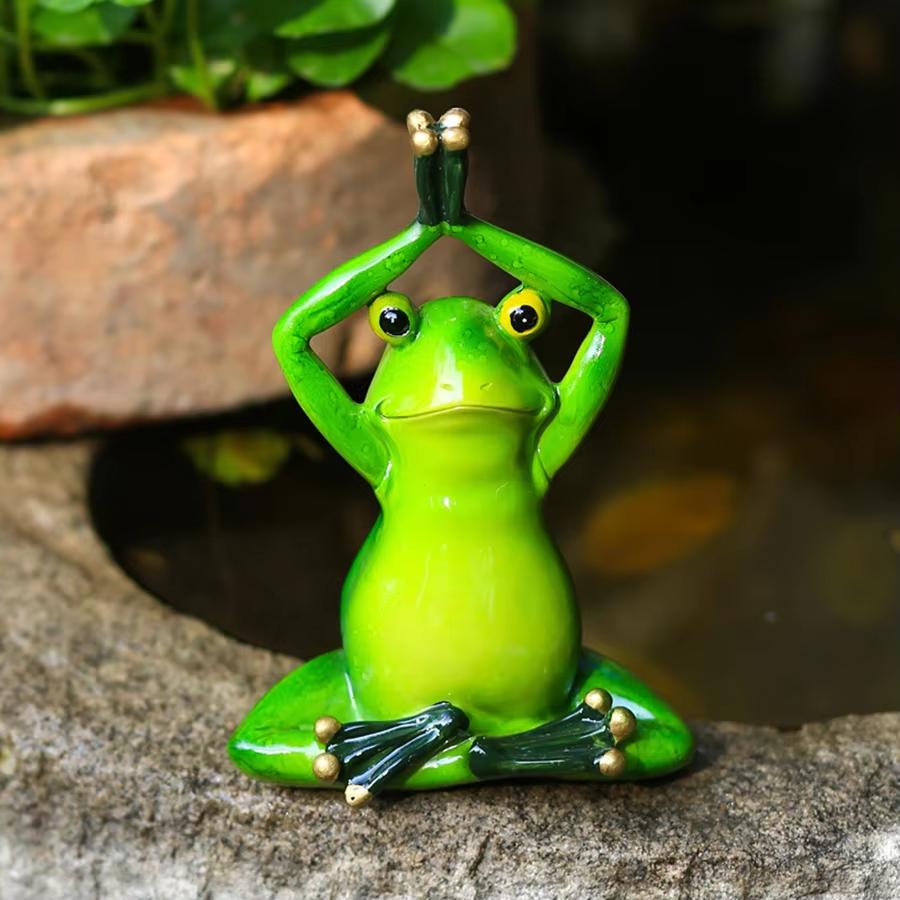 Zen Meditation Frog Statue - Handmade Resin Yoga Decor for Home & Garden, Micro Landscape Accessories Unique Gift with Serenity