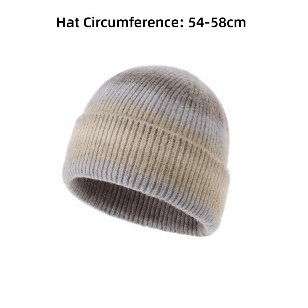 Gradient Color Knitted Beanie Hat Windproof Pullover Hat Trendy Warm Winter Cap Autumn Winter