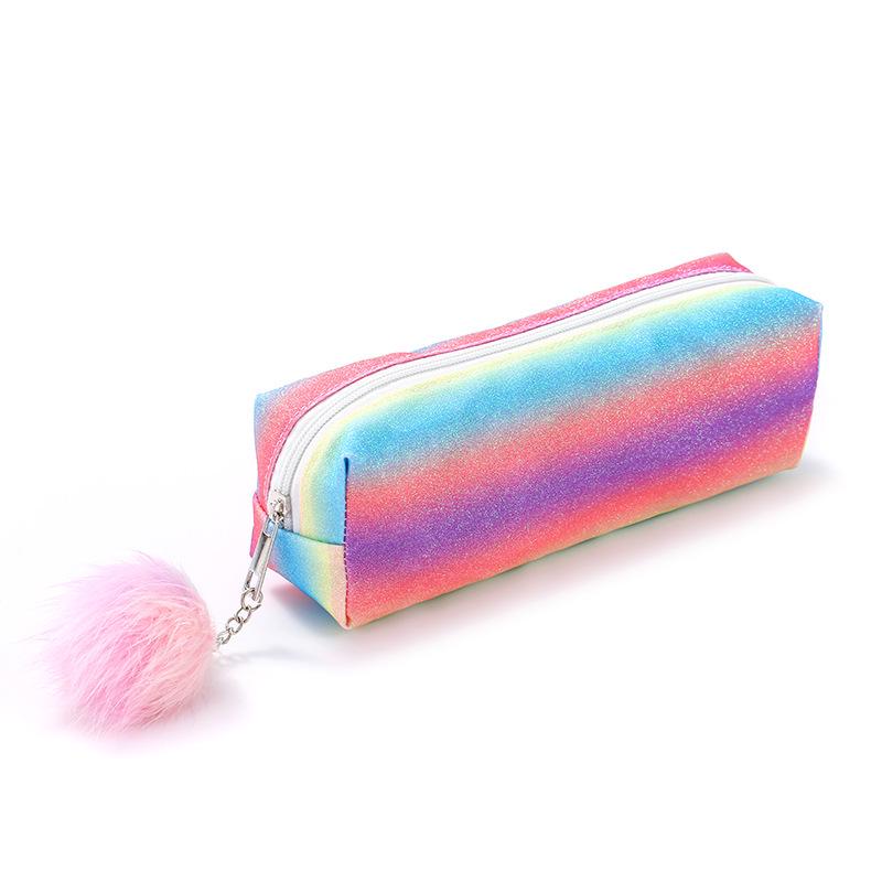 Demon Hunter Squad Rainbow Glitter Pencil Case - Shiny Student Stationery Organizer