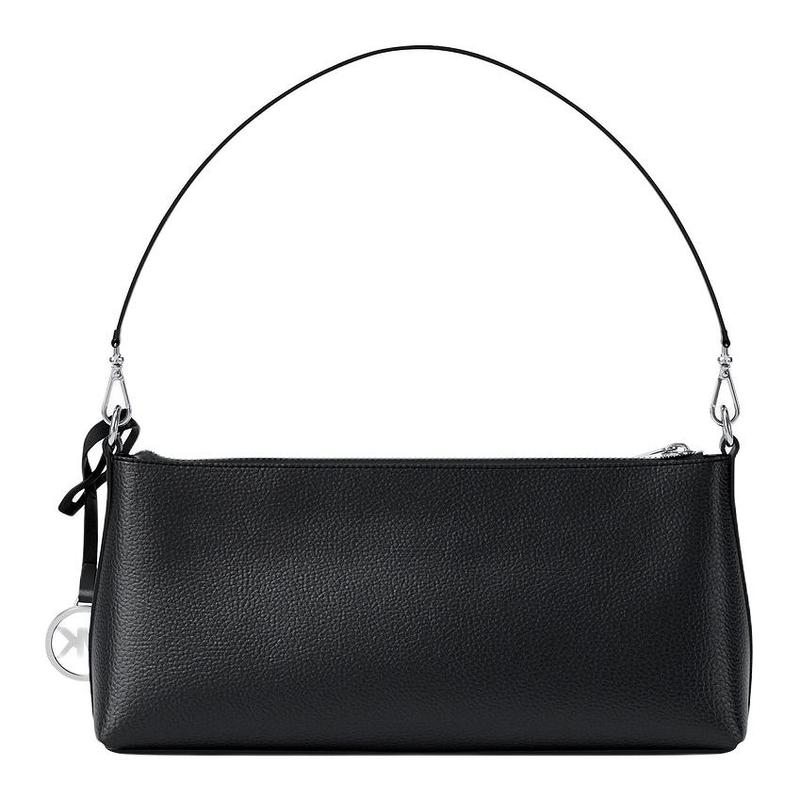 Michael Kors Shoulder Bag Carson Brand Logo Zipper Closure Pebbled Solid Color Adjustable Removable Strap Letter Charm Cowhide Leather Small Size