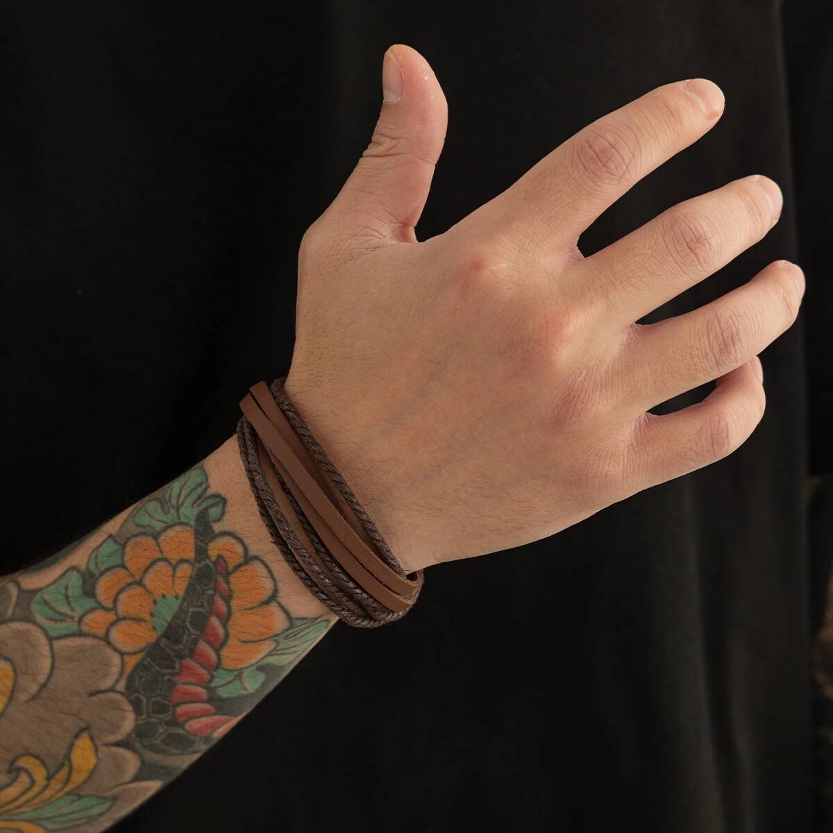 Salircon Винтажные Простые Многослойные Ручной Работы Кожаные Браслеты Плетеные Шнуровые Браслеты Мужские Этнические Браслеты Ювелирные Аксессуары коричневый