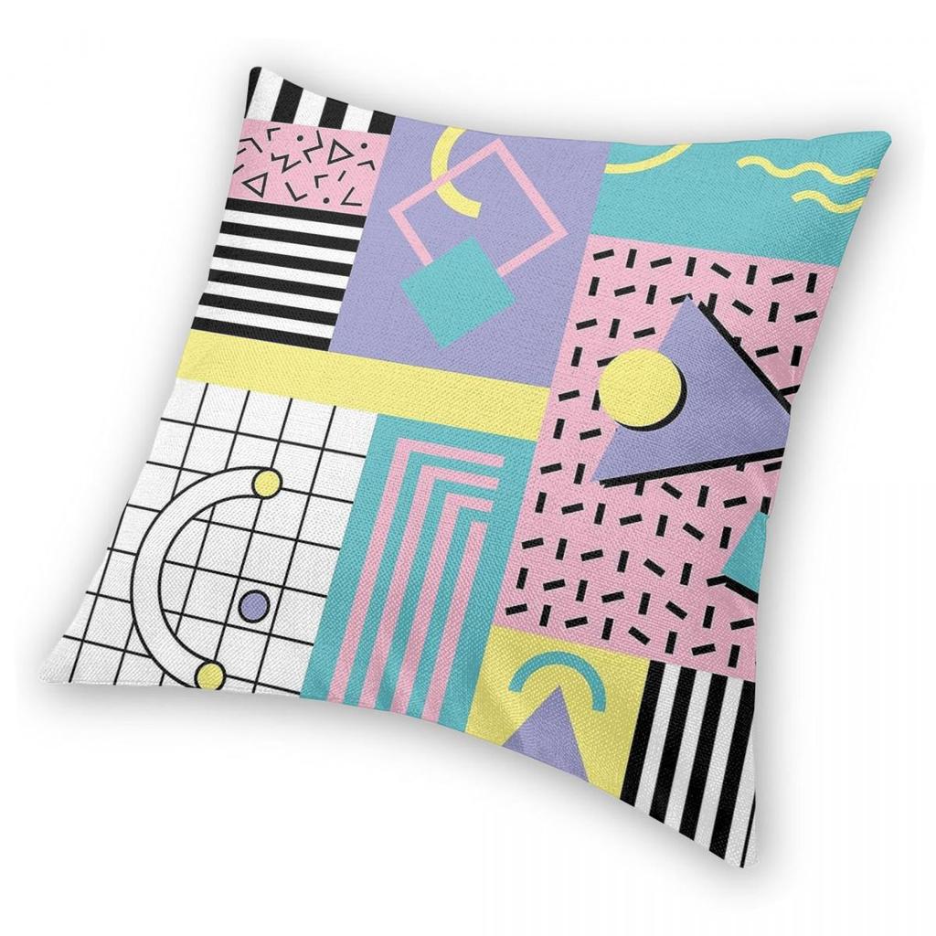 Memphis Retro 90S 80S Square Pillowcase Polyester Linen Velvet Printed Zip Decorative Room Cushion Cover