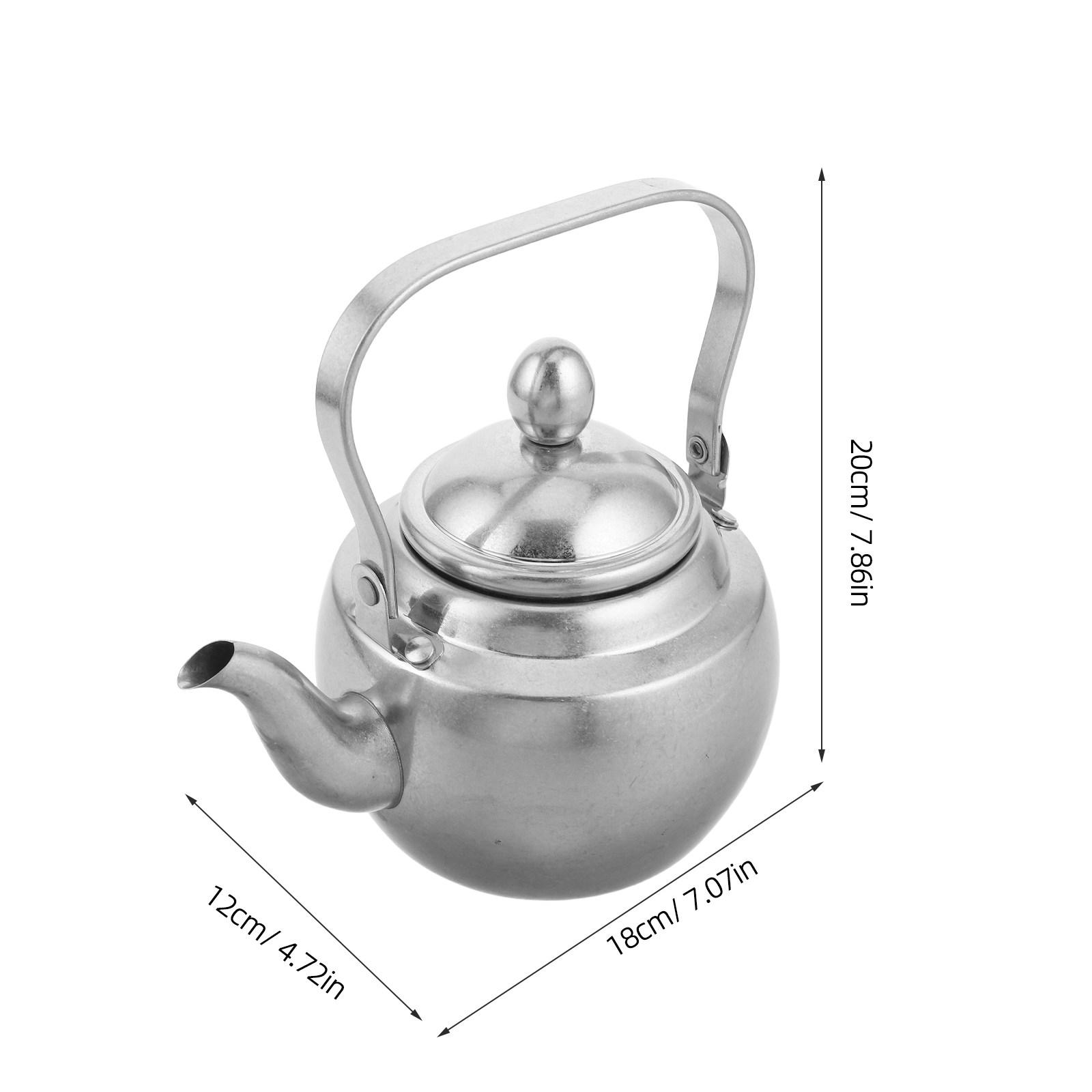 

Stainless Steel Tea Pot Vintage Design Infuser Brewing Loose Leaf Blooming Flower Tea Kettle Home Office Camping Water Boiler серебряный