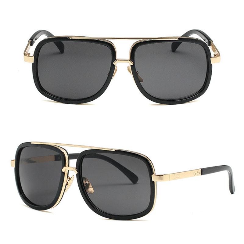 Non-polarized Double Bridges Square Frame Oversized Sunglasses Women Popular Metal Sunglasses Men Punk Driving Sun Glasses