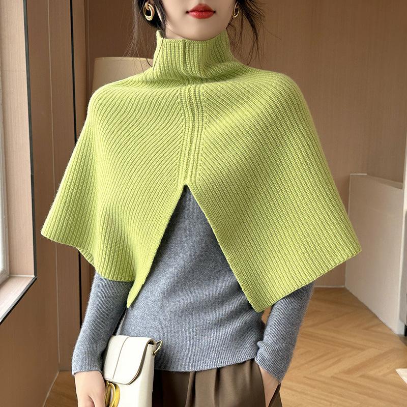 

Двухцветная шаль с разрезом, поддельный воротник, детский вязаный шерстяной шарф, утепленный и теплый свитер, шарф, шаль One Size