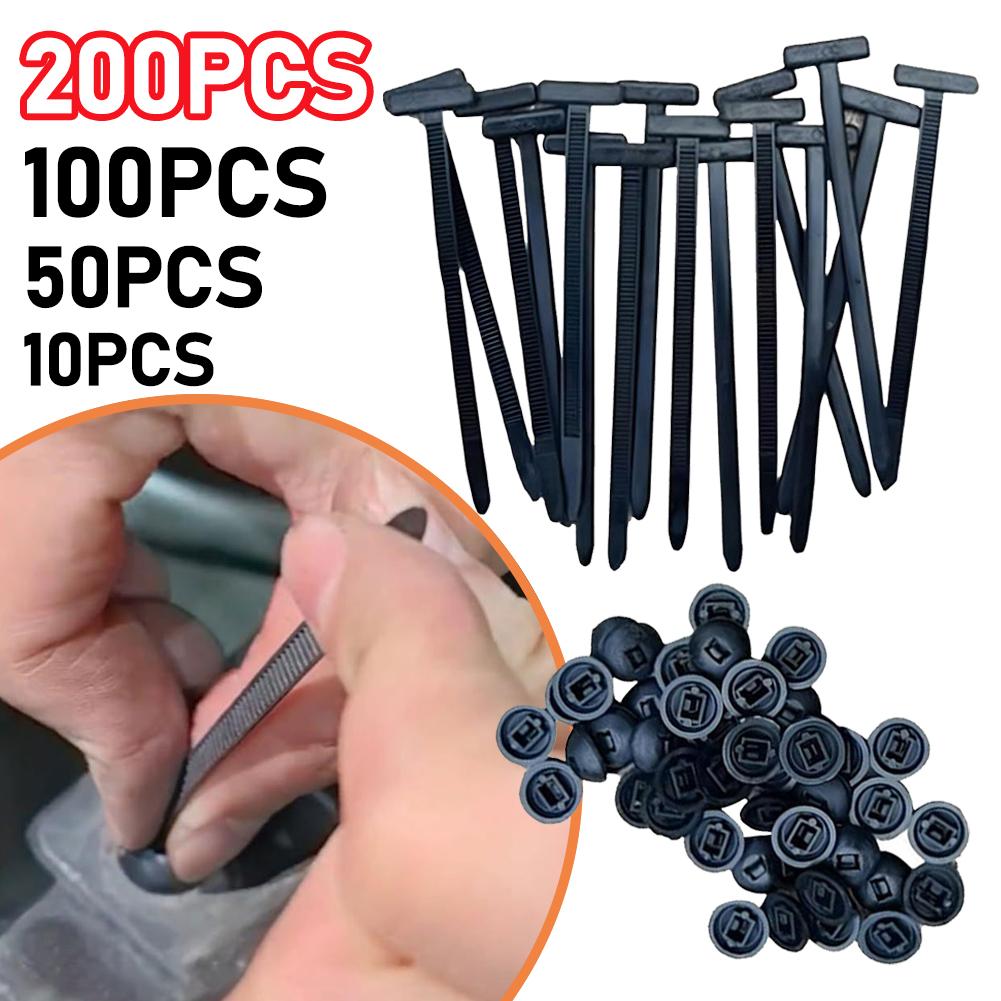 10-200pcs Nylon Cable Tie Buckle Self-Locking Zip Ties Holder with Pin And Button Multi-Purpose Cable Tie Tool for Car Repair