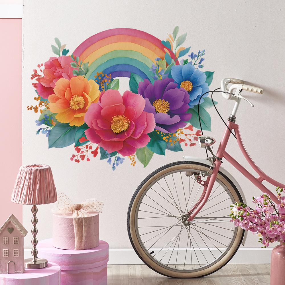 Rainbow and Blooming Flower Living Room, Bedroom Home Decoration and Beautification Wall Stickers