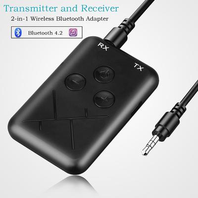 Bezdrátový 3,5mm audio Bluetooth 4.2 vysílač/přijímač adaptér 2 v 1 stereo audio hudební adaptér pro TV reproduktor do auta