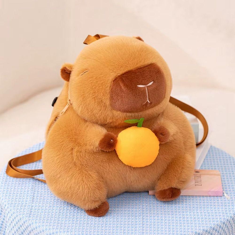 

PP Cotton Capybara Plush Backpack Adjustable Straps Capibala Stuffed Doll Friends Hand Warmer