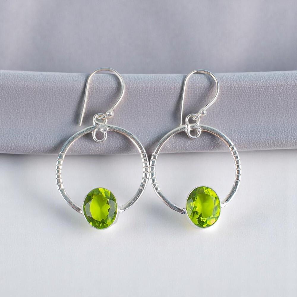 

Natural Peridot Gemstone 925 Sterling Silver Jewelry Handcrafted Earrings 1.37 EE-67-6