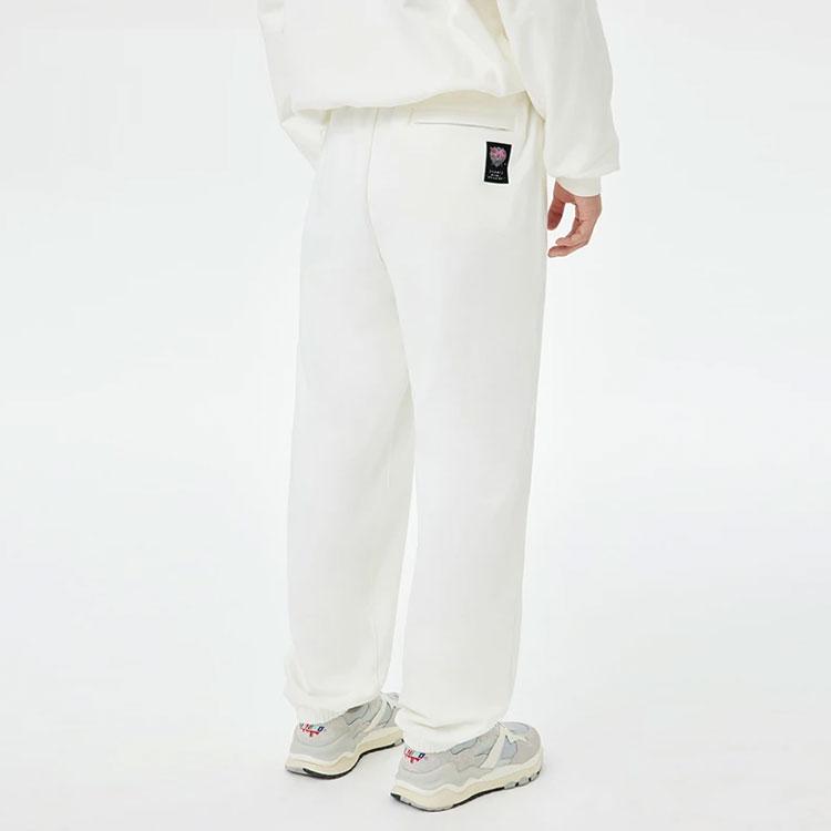 Li-Ning Pure Color Drawstring Loose-Fitting Sports Pants Men Bottoms Milk-White AKLT223-2