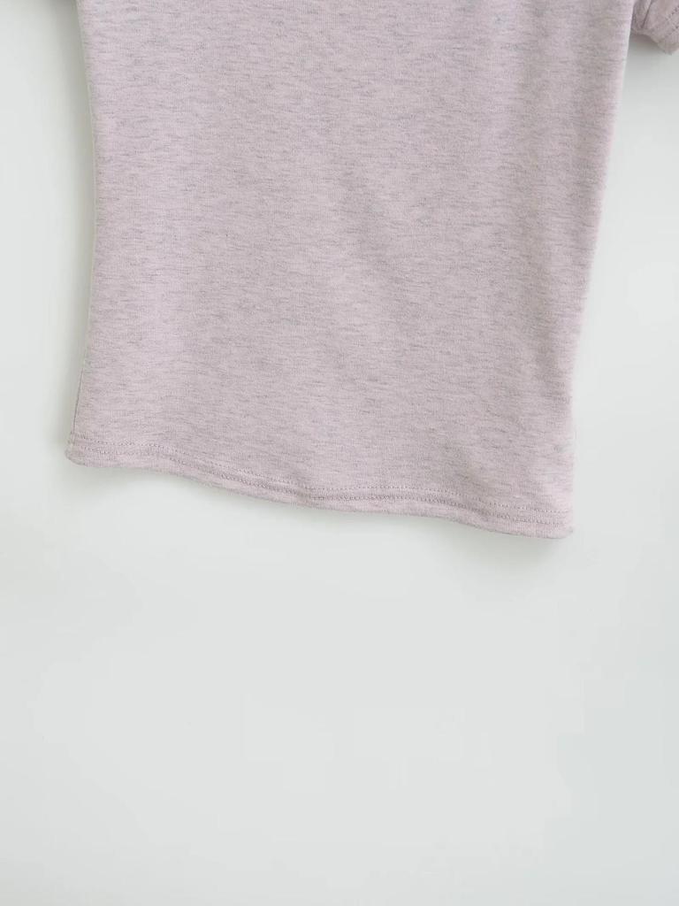 2025 Summer Slim Fit Short Sleeve Crop Top with Wide Round Neck