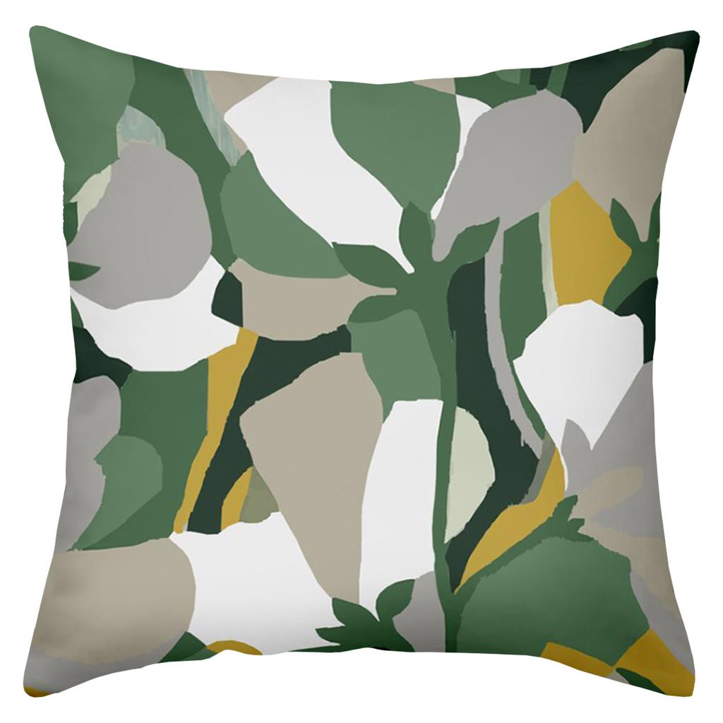 1 Pieces Modern Patterned Throw Pillows Green White Yellow Polyester Pillowcase, Sofa Decorative Cushion Cov Headboard Pillow