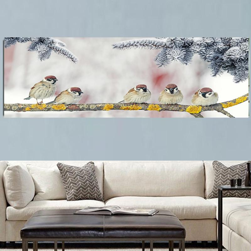 Tierische horizontale Vögel auf den Linien, Öl-Leinwand-Gemälde, Pop-Art-Poster und Drucke, Bilder, Wohnzimmer, Schlafzimmer, Heimdekoration