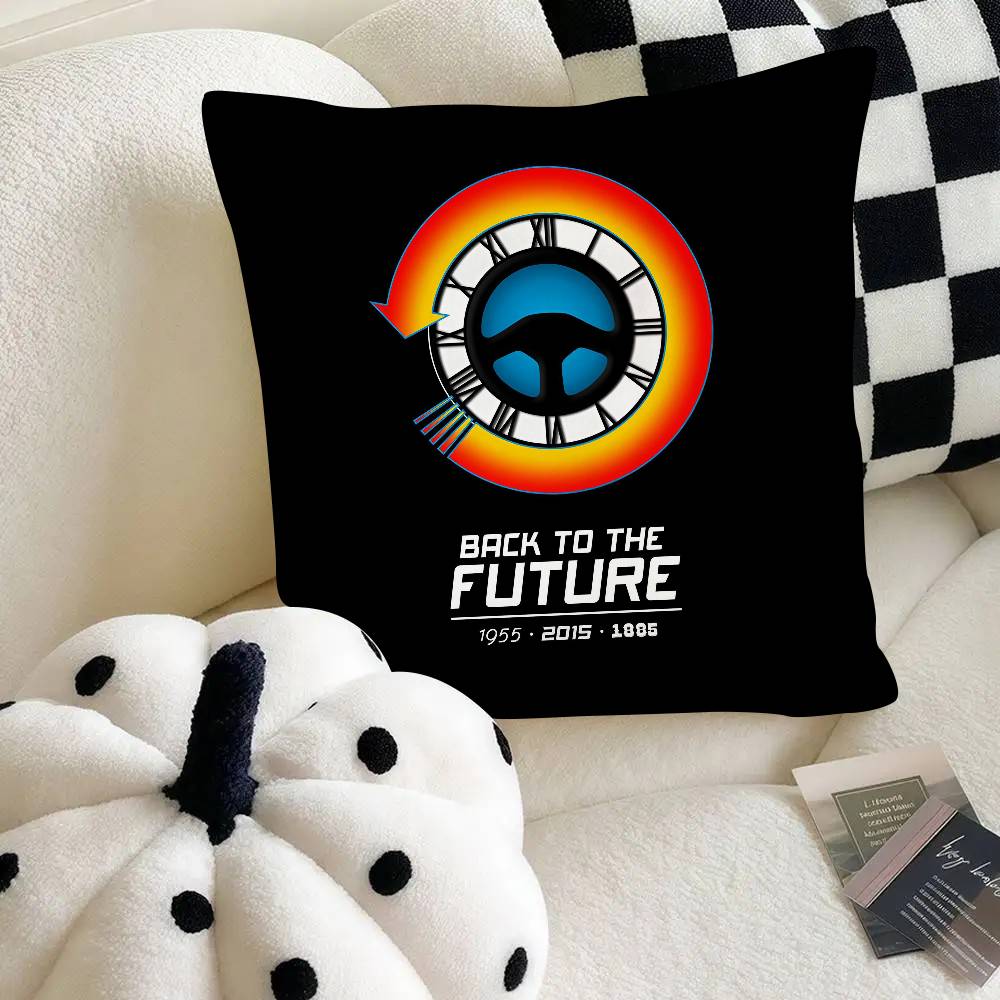Cartoon Classic Movie B-Back To The F-Future Pillow Case Fashion Square Pillowcase Bedroom Sofa Room Ins Decoration Leisure