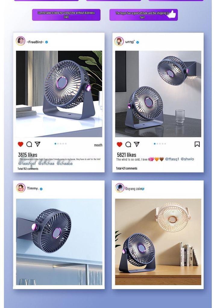 Silent USB Desktop Fan for Dorms and Offices