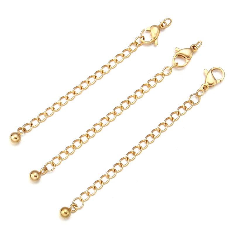 10pcs/lot Stainless Steel Extension Chains Link Jump Rings Lobster Clasps Connectors For Bracelets Necklace DIY Jewelry Making