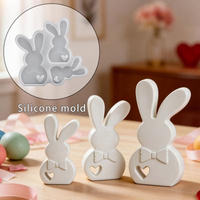 Rabbit Mold 3D Bunny Pattern Silicone Mold Resin Casting Flexible Reusable Epoxy Mold DIY Crafts Easter Gift Making Mold Spring Decor