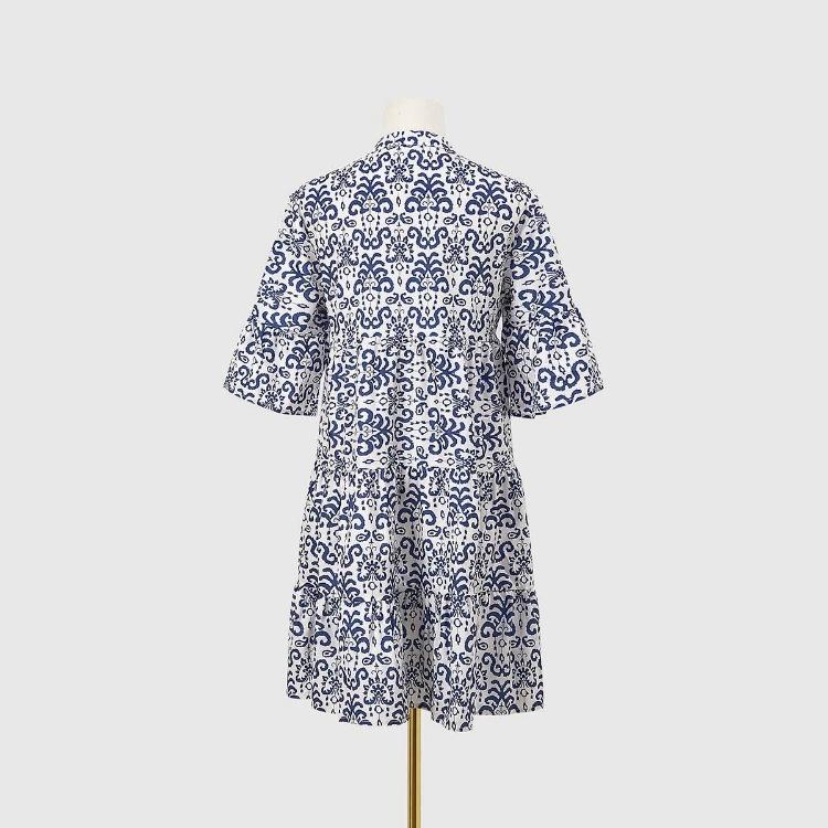 Rochie de vară pentru femei cu talie înaltă, croială A, mânecă scurtă, cu imprimeu etnic, cu șireturi