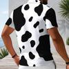 Men Plus Size Short Sleeve Quarter Zip Collared Blue Camouflage Printed Polo Shirt