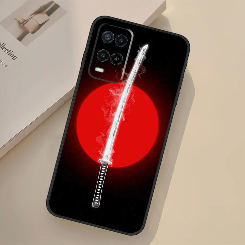 Japan Samurai Katana Case For Oppo A17 A57 A77 A74 A54 A94 A78 A98 A18 A60 A80 A40 A38 A58 A96 A76 A16 A15 A5 Pro
