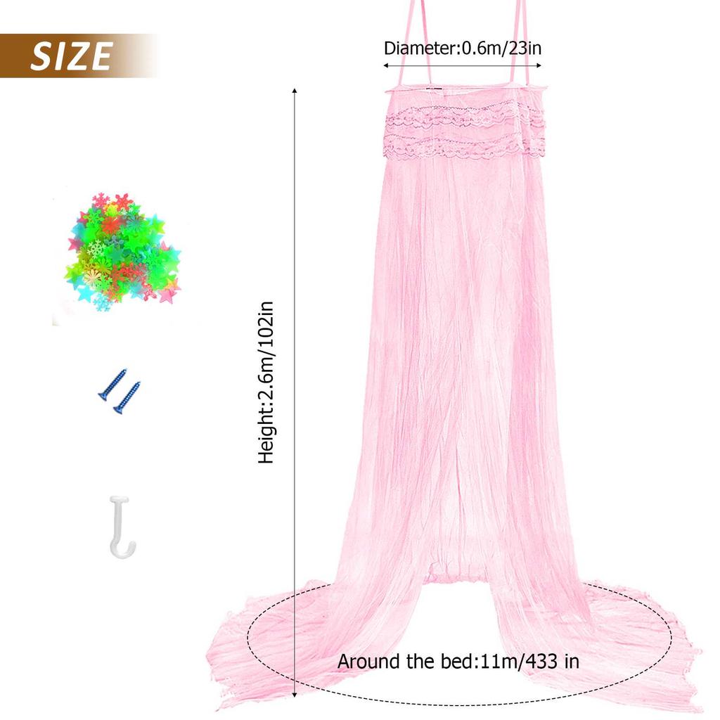 Elegant Lace Bed Canopy Mosquito Net Hung Dome Mesh Canopy Princess Round Dome Bedding Net Bed Mosquito for Bedroom Camping