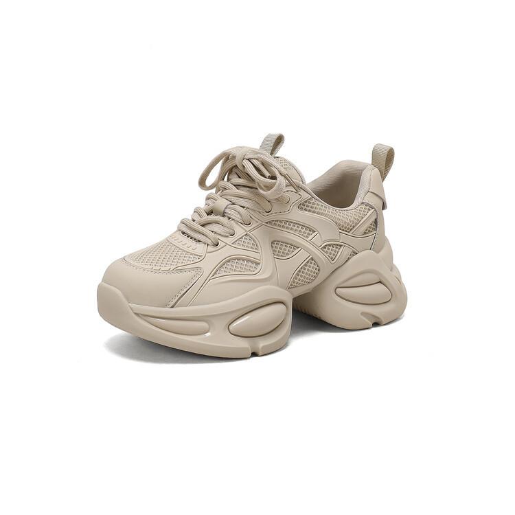 2025 Spring and Autumn New Comfortable and Versatile Feet Small Leather Platform Dad Shoes Sports and Leisure Shoes