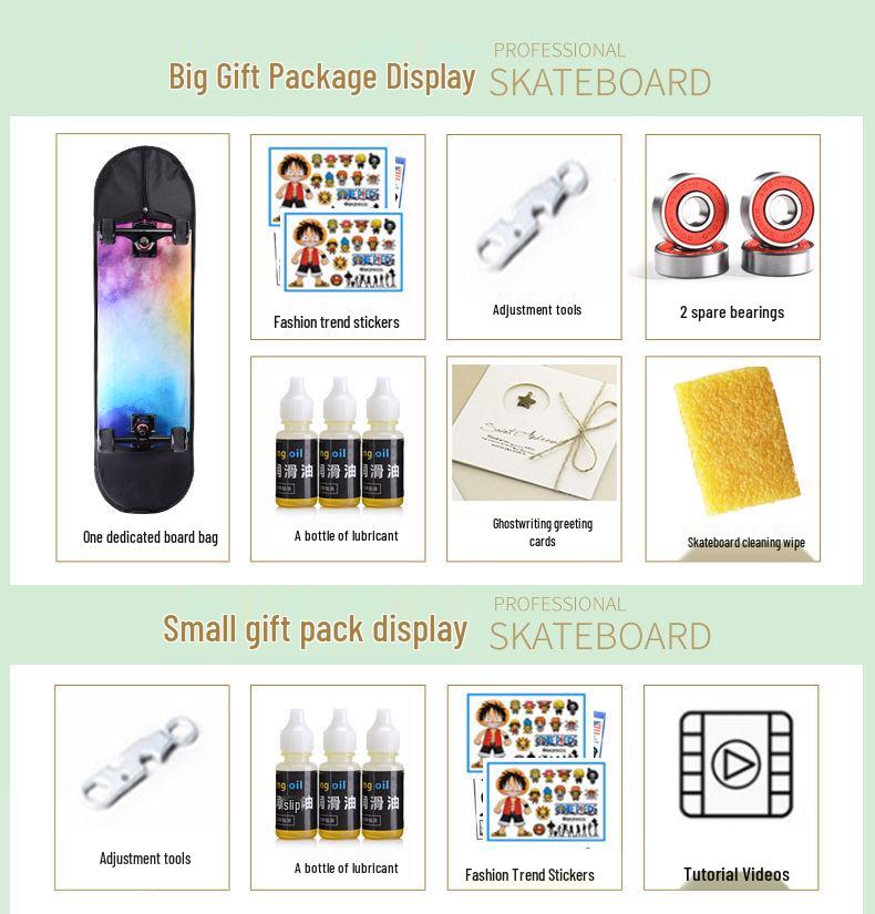 Beginner Entry-Level Double Rocker Skateboard for Street Cruising - Professional Short Board for Boys, Girls, and Adults