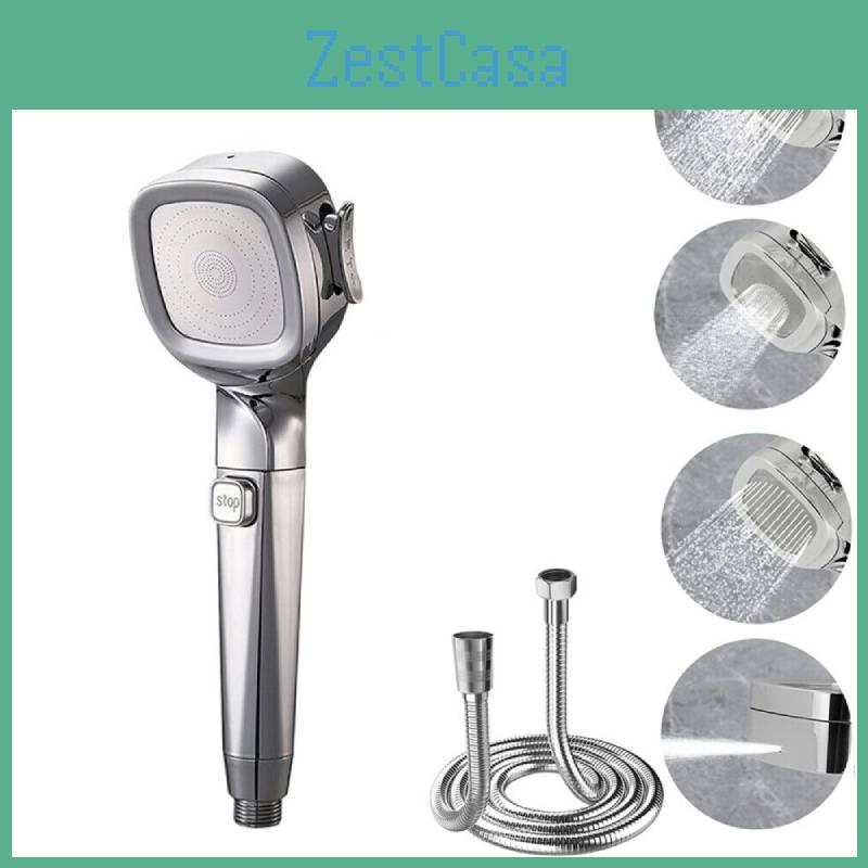 Supercharged Shower Head Set, Stainless Steel Material, Rainfall Function, Four Gear Adjustment