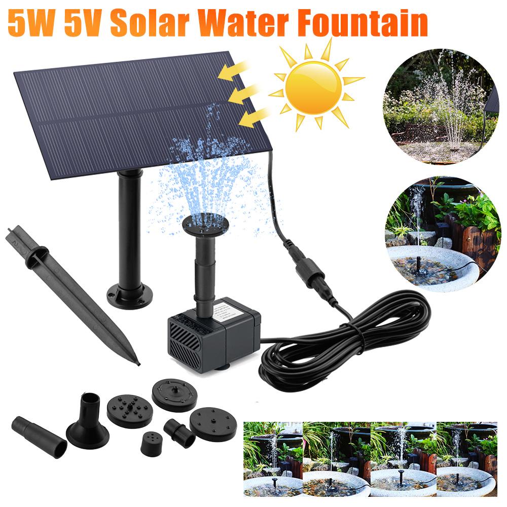 5W 5V Solar Panel Water Pump Garden Decoration with Stake Solar Panel Fountain Watering System Energy Saving Kits for Fish Tank