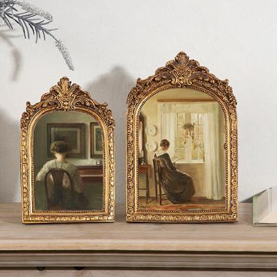 Relief Picture Frame Hanging Decoration Vintage Arch Shaped Photo Frame Classical Resin Photo Frame