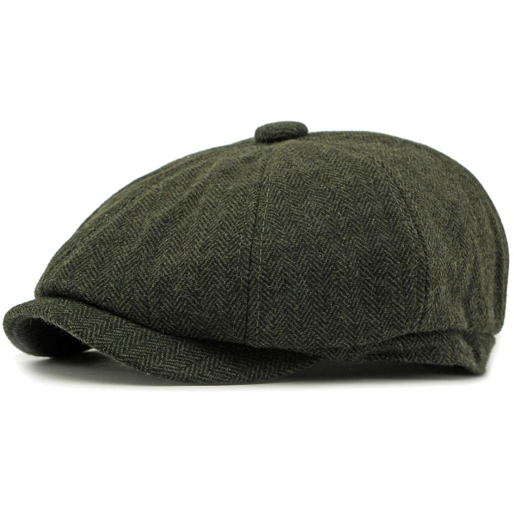 HT4834 Berets for Men Women Vintage Striped Wool Beret Hat Male Female Octagonal Beret Cap Adjustable Spring Autumn Ivy Flat Cap