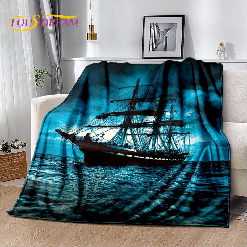 A Pirate Boat,Barque,Boat Ship Monster Soft Plush Blanket,Flannel Blanket Throw Blanket for Living Room Bedroom Bed Sofa Picnic