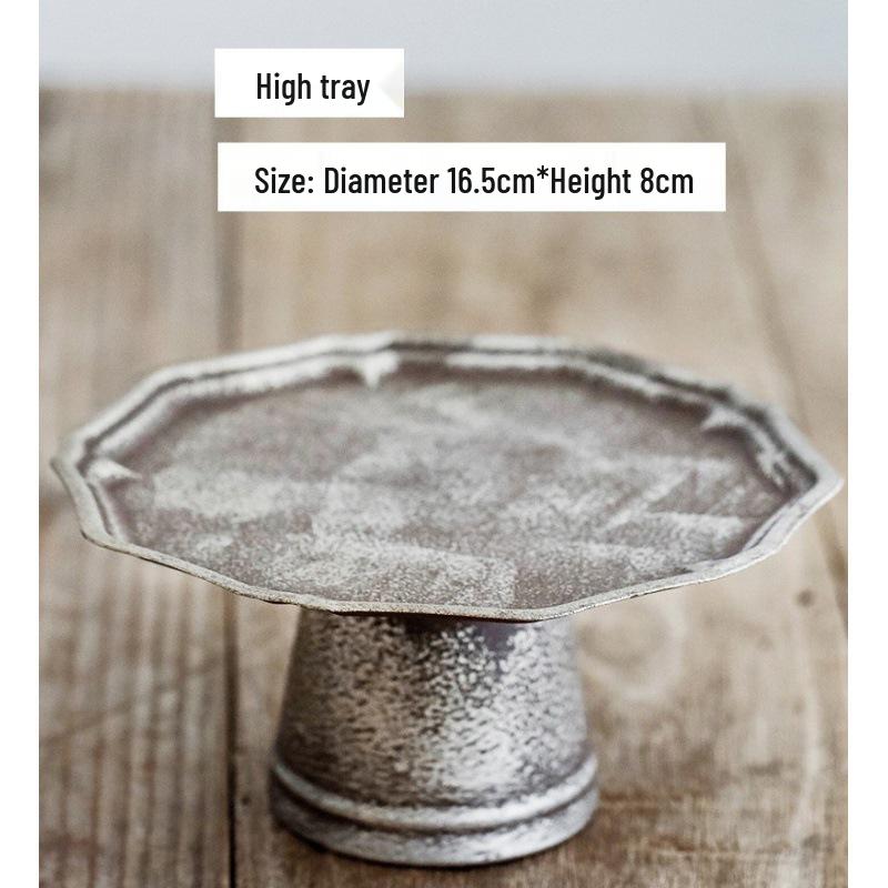 Bandeja de Bolo de Ferro Vintage Desgastado para Casamento e Decoração de Casa