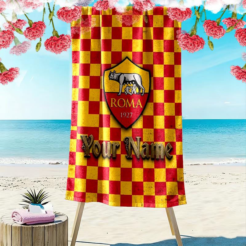 Name Custom AS Roma Logo Print Beach Towel, Large Soft Quick Dry Towel for Beach Camping Swimming