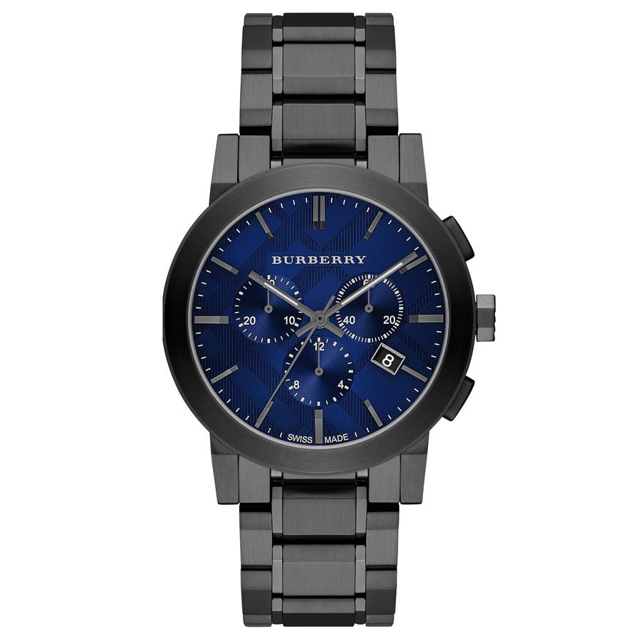 Burberry BU9365 Chronograph Blue Dial Dark Grey Ion-plated Men's Watch